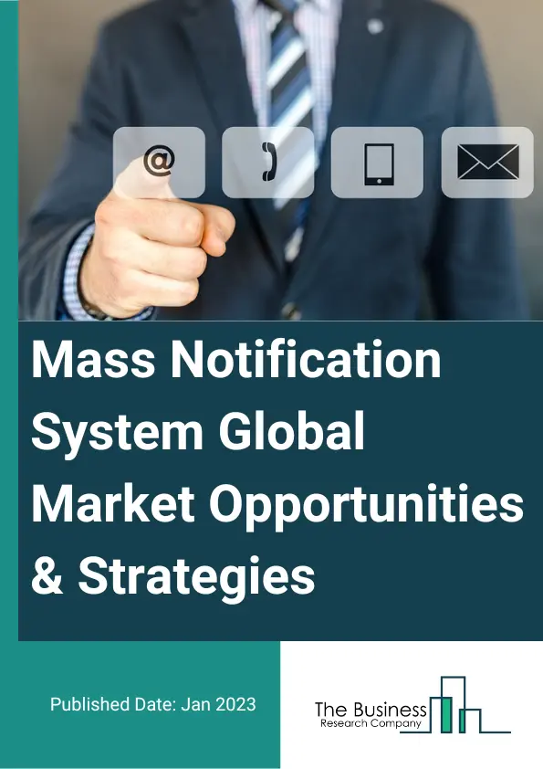 Mass Notification System Market 2023 – By Type (Building, Wide Area, Distributed Recipient), By Component (Solutions, Services), By Deployment (Cloud, On Premises), By Organization (Large Enterprises, Small And Medium Sized Enterprises), By Applications (Emergency Response Management, Business Continuity And Disaster Recovery, Public Alert And Warning, Reporting And Analytics, Other Applications), And By Region, Opportunities And Strategies – Global Forecast To 2032